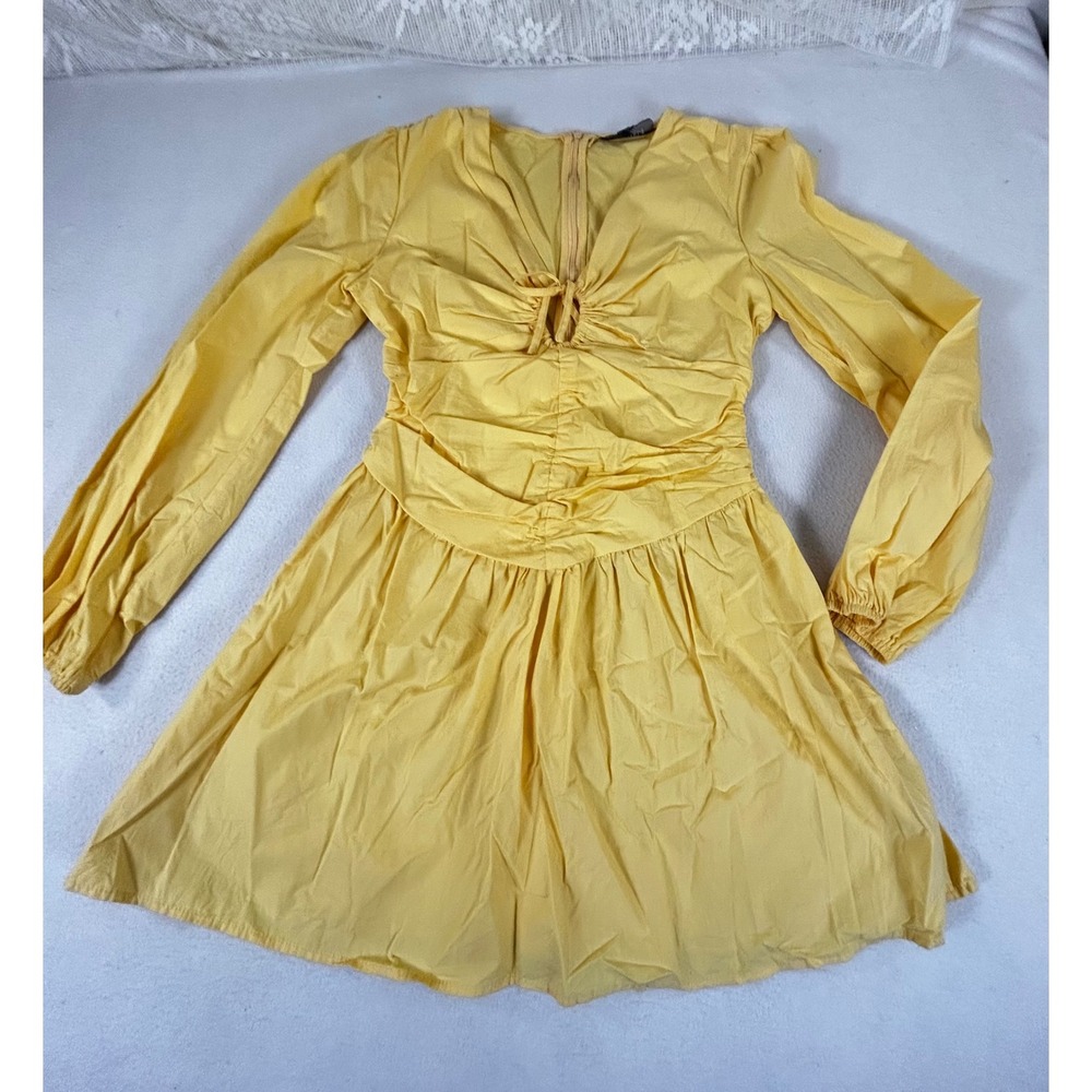 Golden Yellow Mini Dress Womens Medium Cottagecore Fairy Preppy Coastal